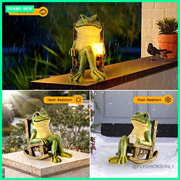 Solar Powered Frog Garden Statue Outdoor Decor Fairy Garden Accessory - Picture 4 of 7
